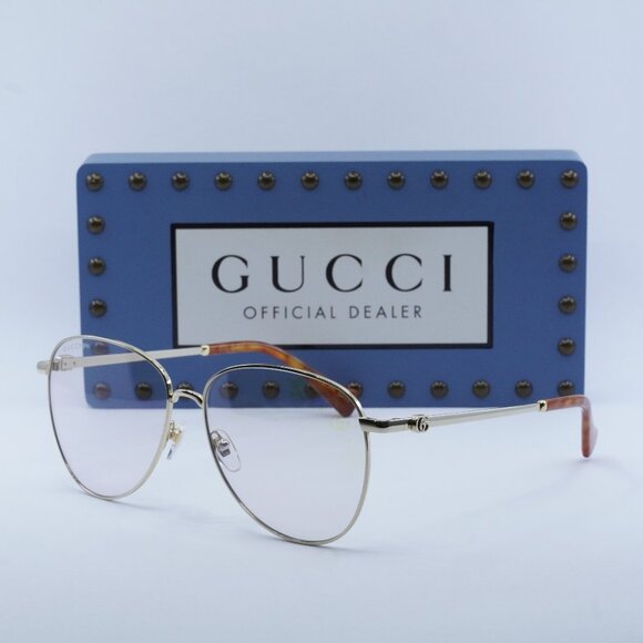 FINAL PRICE NEW GUCCI GG1419S 004 GOLD /TRANSPARENT SUNGLASSES - Picture 1 of 11